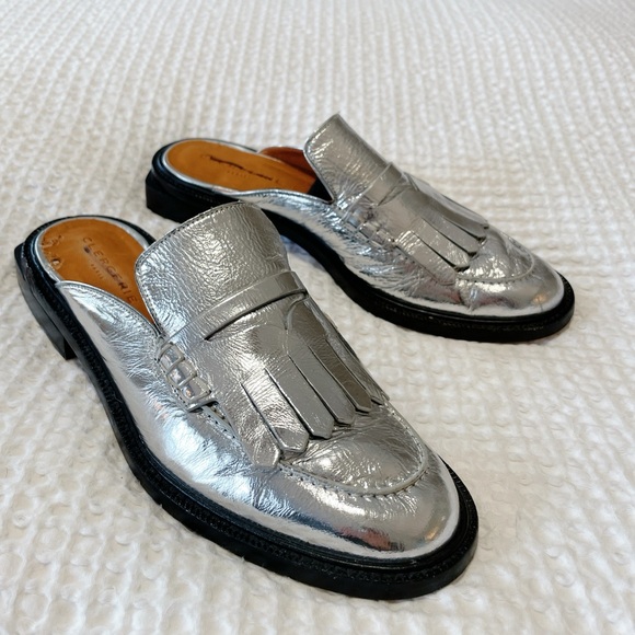 clergerie paris Shoes - Clergerie Paris Metallic Loafers with Fringe Detail